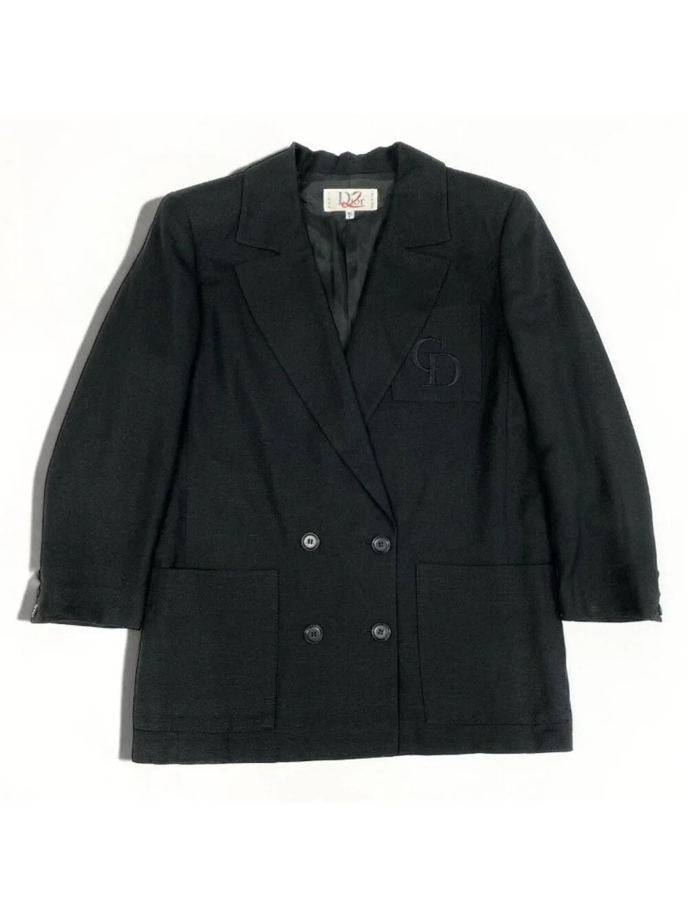 Dior Eh6 Tailored Jacket Double Breasted CD Logo Embroidered Linen Blend 40
